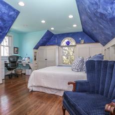 Blue Master Bedroom With Office