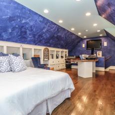 Bold Blue Attic Bedroom