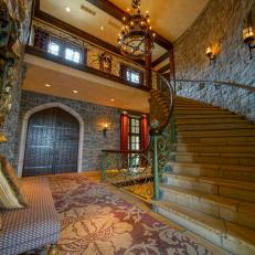 Foyer With Stone Walls
