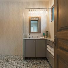 Contemporary Small Bathroom With Textured Tile