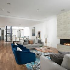 Contemporary Living Room With Fireplace