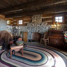 Rustic Living Room With Rag Rug