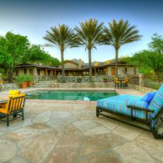 Stone Patio Surrounding a Swimming Pool at a Desert Estate in Arizona