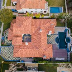 Drone View of Mediterranean-Style Home