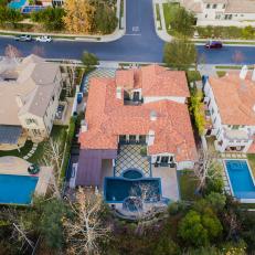 Aerial View of Mediterranean, California Home