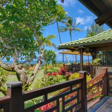 Deck and Tropical Backyard