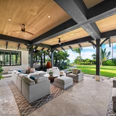 An Outdoor Living Space Features Ample Seating and Stunning Views