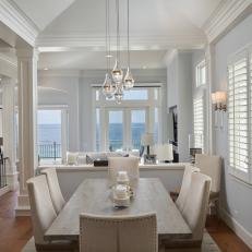 White Open Plan Dining Room and Ocean View