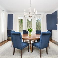 Blue and White Traditional Dining Room