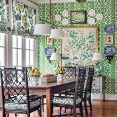 Southern Breakfast Room with Green Wallpaper