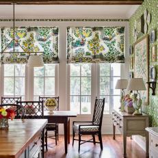 Sunny Southern Breakfast Room with Bold Green Patterns