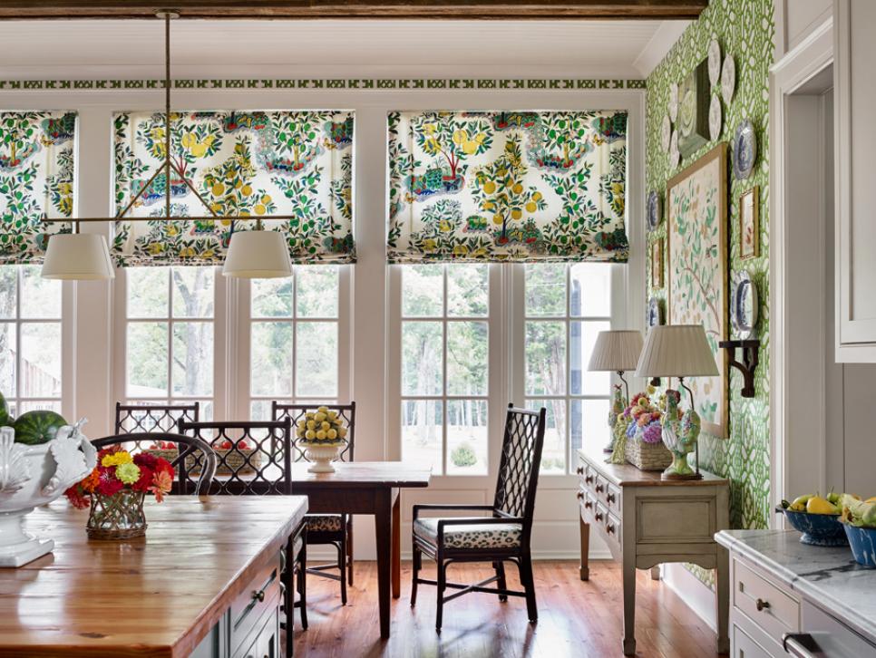 Countryside Escapes - Editors' Pick and Overall Winner: Sunny Southern Breakfast Room with Bold Green Patterns