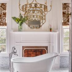 Traditional Master Bath with Chandelier and Clawfoot Tub