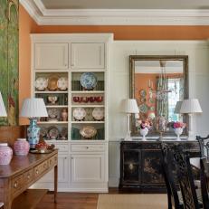 Vintage Porcelain and Glass in Traditional Southern Dining Room