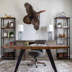 Neutral Rustic Home Office With Turkey