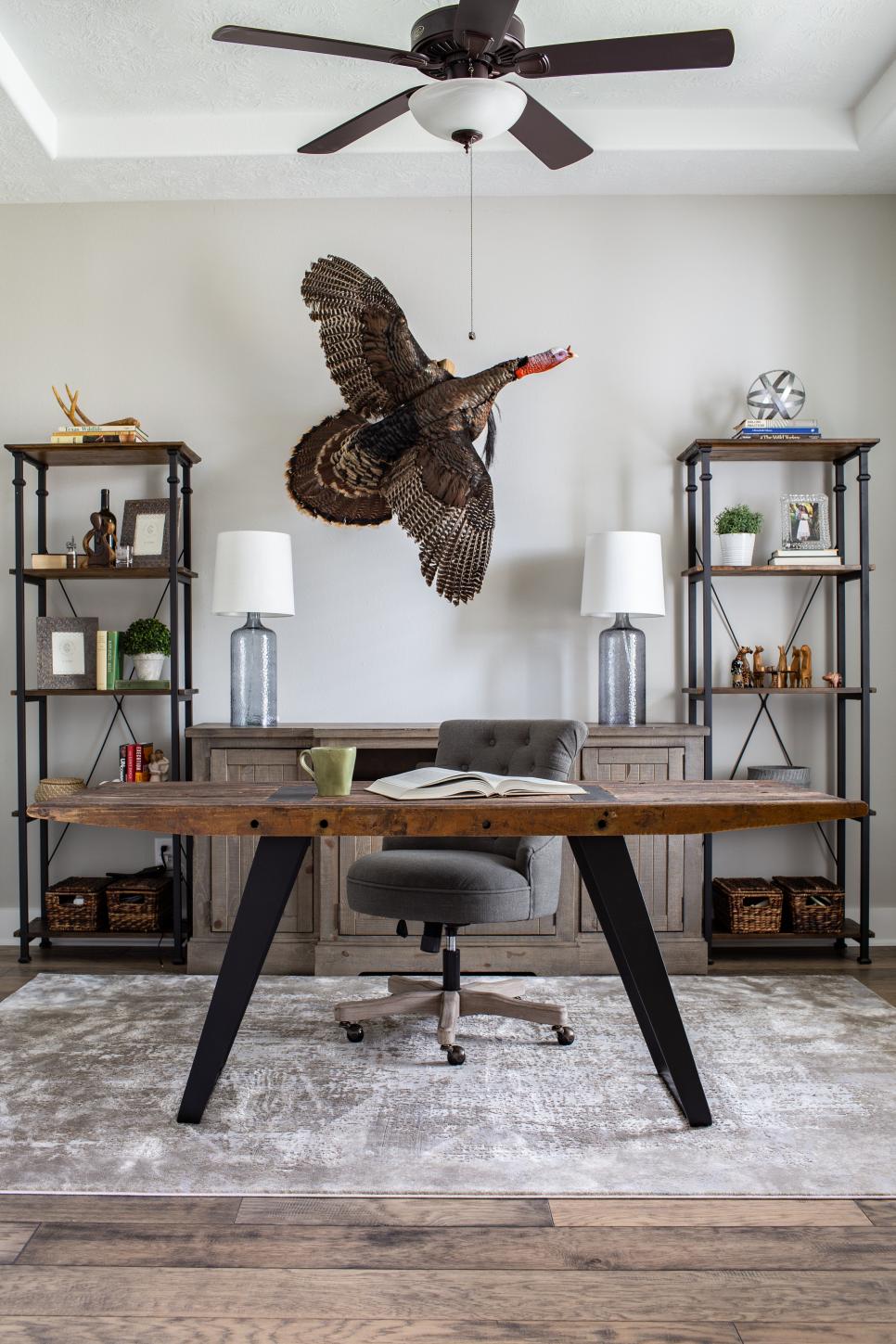 Neutral Rustic Home Office With Turkey Hgtv