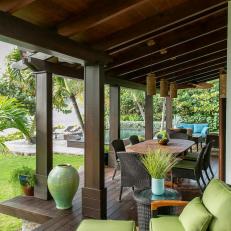 Tropical Porch With Green Armchair
