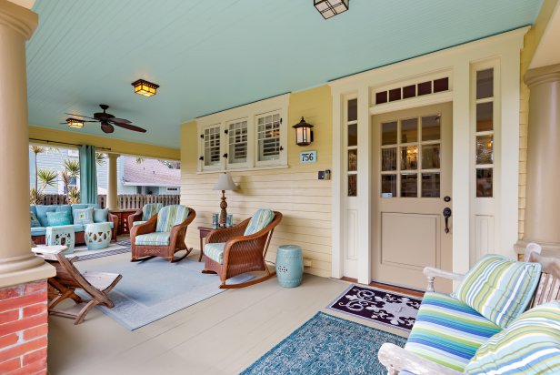 Covered Porch with Ceiling Fan