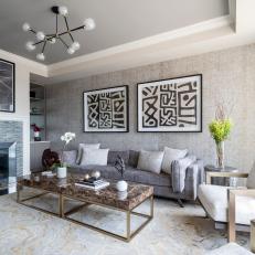 Neutral Contemporary Sitting Room With Fireplace