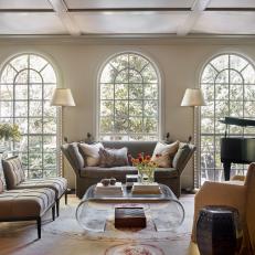 Modern Living Room With Arched Windows