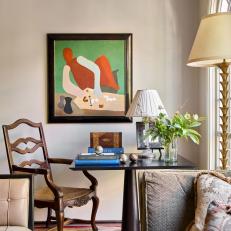 A Game Table and Modern Painting in Atlanta Living Room