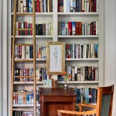 Built-In Bookcase With Art and Antiques