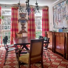 Red Southern Dining Room With a Focal Point