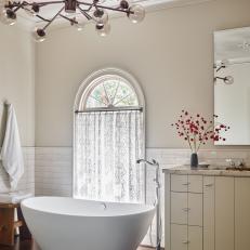 A Whimsical Chandelier in the Master Bath