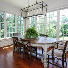 Sunny Dining Room With Custom Wood Accents