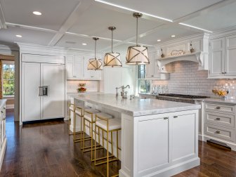 White Kitchen With Dark Wood Floor