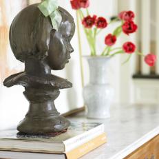 A Custom Bust Sculpture in a Renovated Foyer