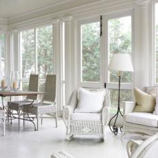 Screened-In Porch With White Decor