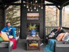 Break up your daily routine by doing some of your indoor activities outside. Instead of settling in after dinner, Brian and Hollis watch TV outside as the sunsets in their cozy pajamas and sweats.