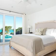White Tropical Bedroom With Pool View