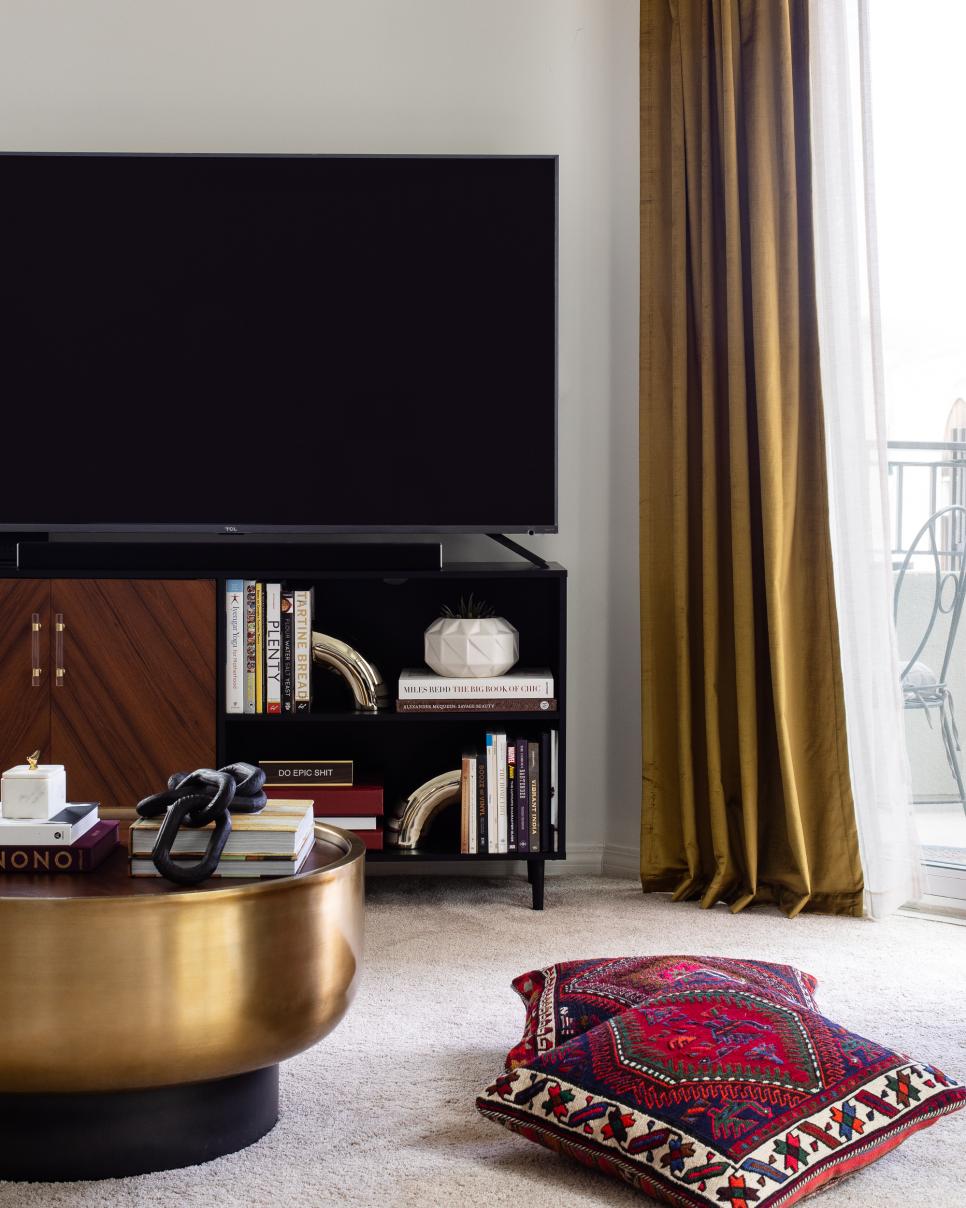 Contemporary Living Room With Gold Table HGTV