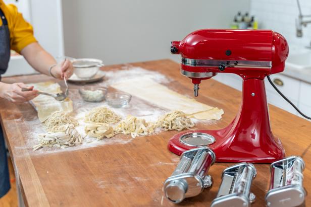 homemade pasta on kitchen island