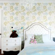 Girl's Bedroom With Contrasting Floral Patterns