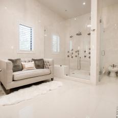 White Spa Bathroom With Sofa