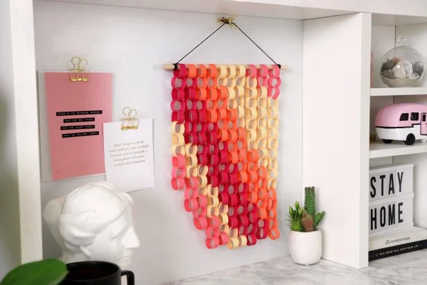 Red, Orange and Yellow Paper Chain Wall Art 