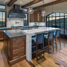 Brown Chef Kitchen With Mountain View 