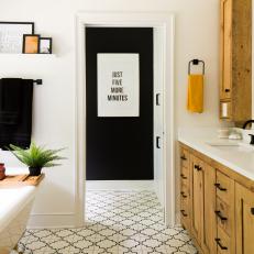 Custom Vanity Provides Storage in Style in Primary Bathroom