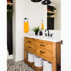Black-and-White Bathroom Oozes Character and Charm