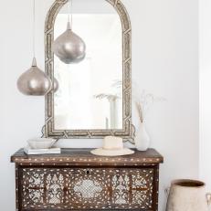 Silver Mirror and Pendant Lights