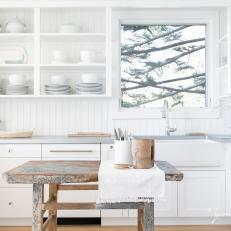 White Scandinavian Kitchen With Open Shelving