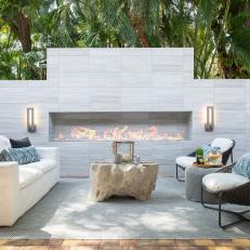Patio With Fireplace Wall