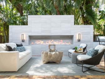 Patio and Fireplace Wall