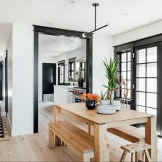 Dining Table and Black French Doors 