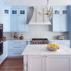 Blue Kitchen Cabinetry Provides Storage in Style