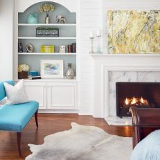 Marble Fireplace and Custom Built-Ins for Timeless Main Bedroom