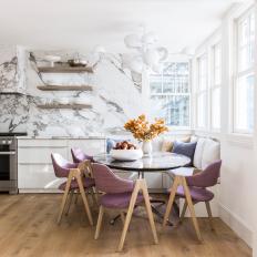Contemporary Breakfast Room With Purple Chairs